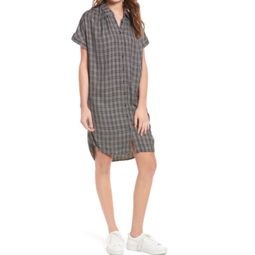 Madewell | Central Shirtdress in Black Plaid Print